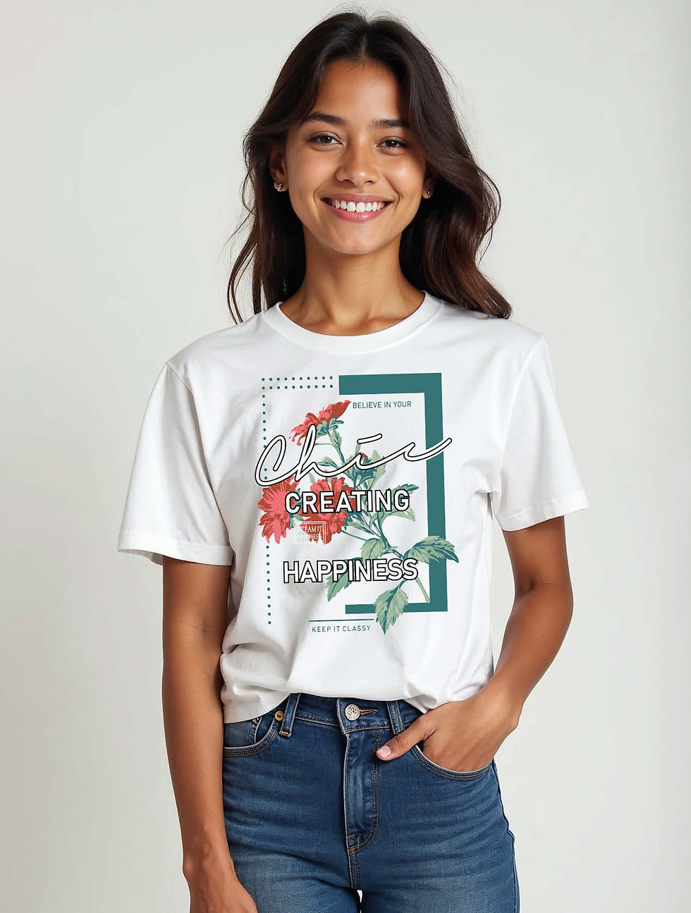 Thumbnail: greating happiness Trendy Women’s Printed Graphic Streetwear T-Shirt – Shop Now