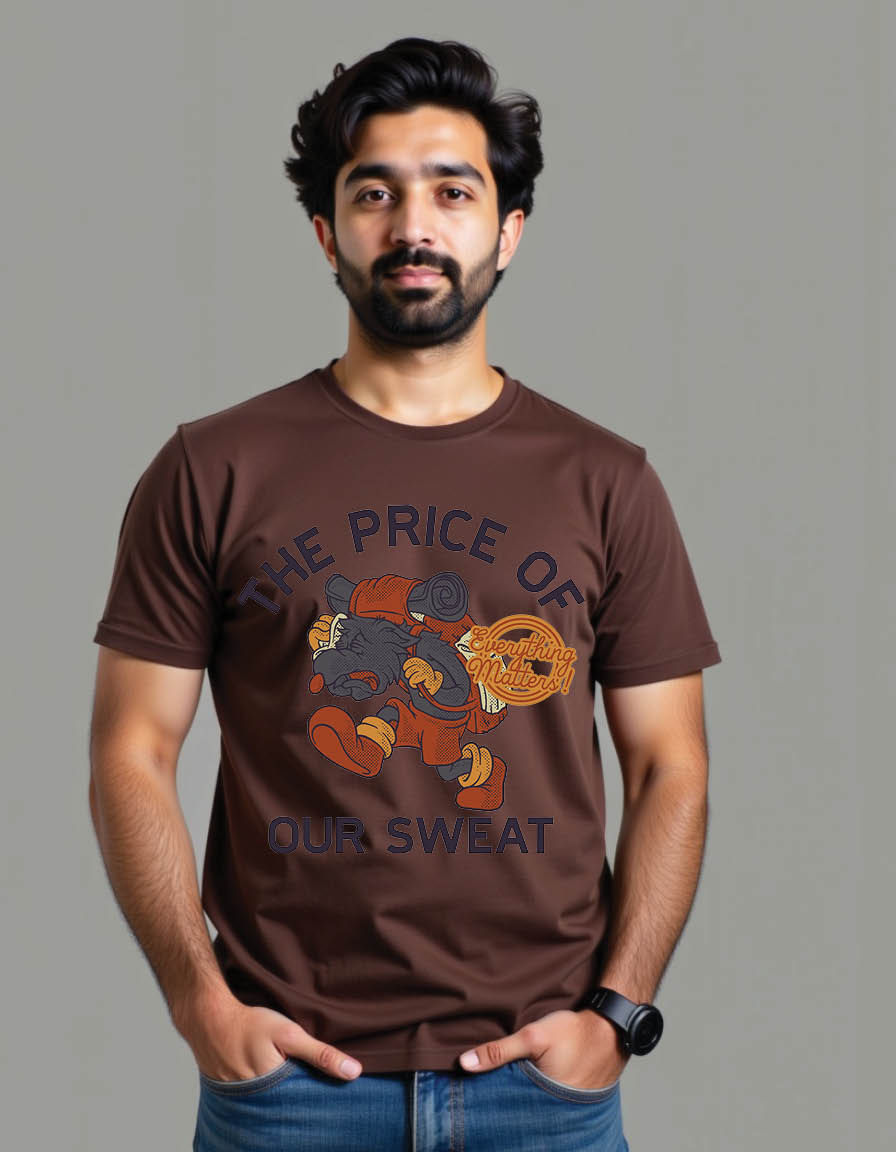 Thumbnail: cartoon emblem of tired hiking dog mens printed graphic t shirts