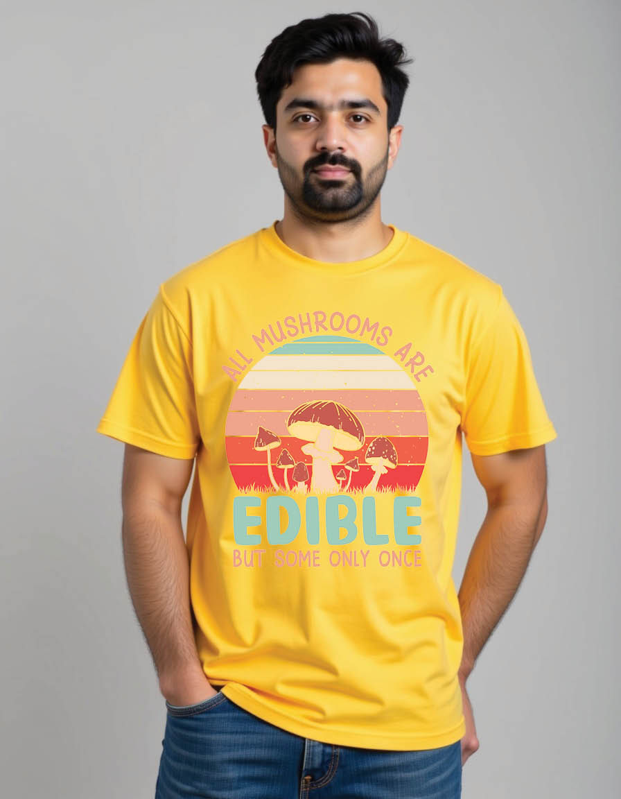 Thumbnail: all mushrooms are edible some only once mushroom mens printed graphic t shirt
