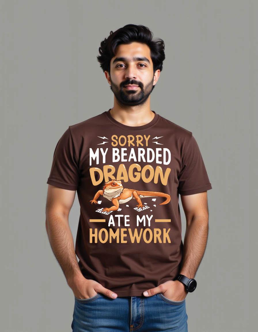 Thumbnail: sorry my bearded dragon ate my homework pogona mens printed graphic t shirt