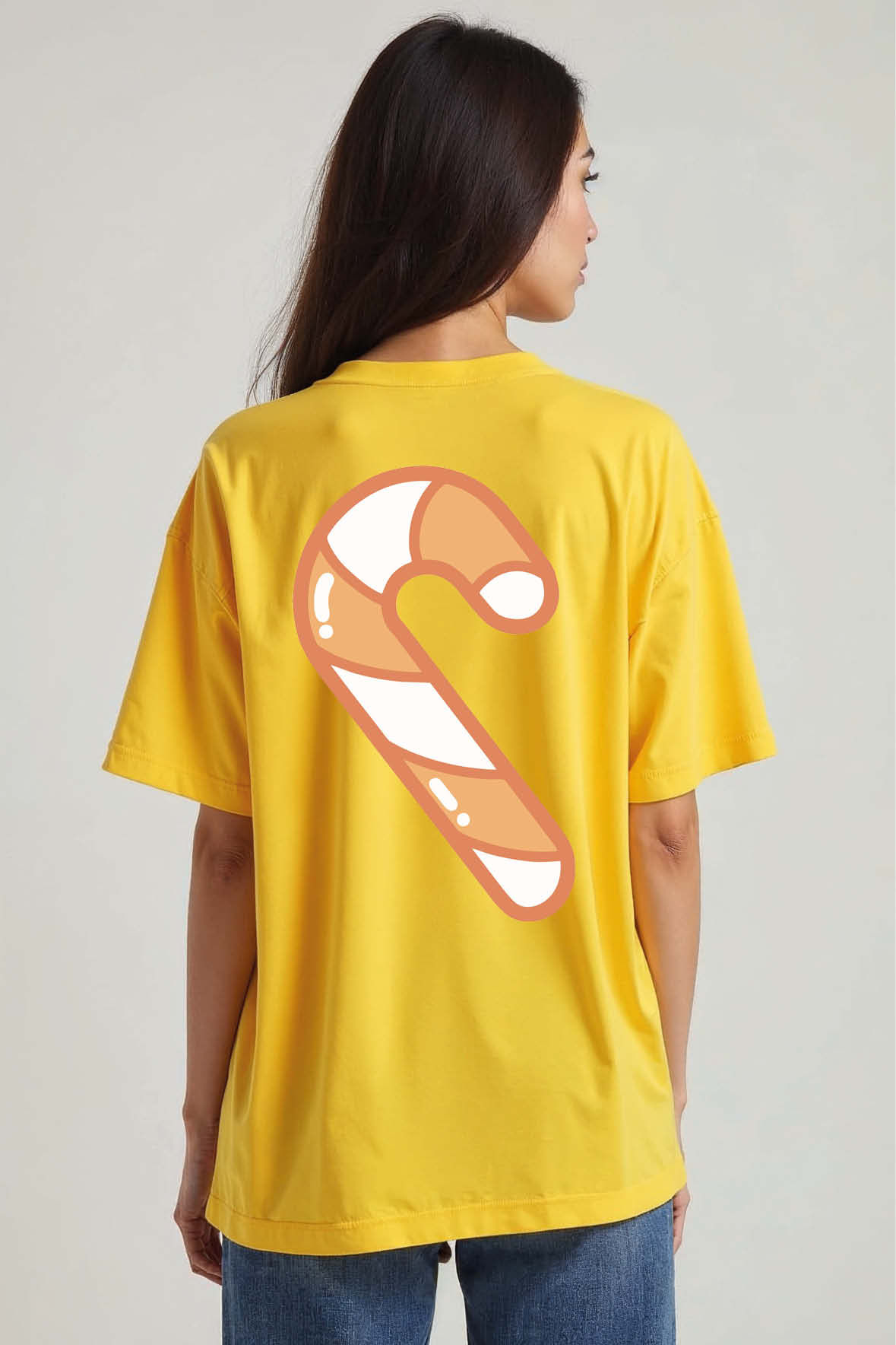 Cute Cartoon Striped Candy Cane cool Unisex Oversized Drop Shoulder T-Shirt