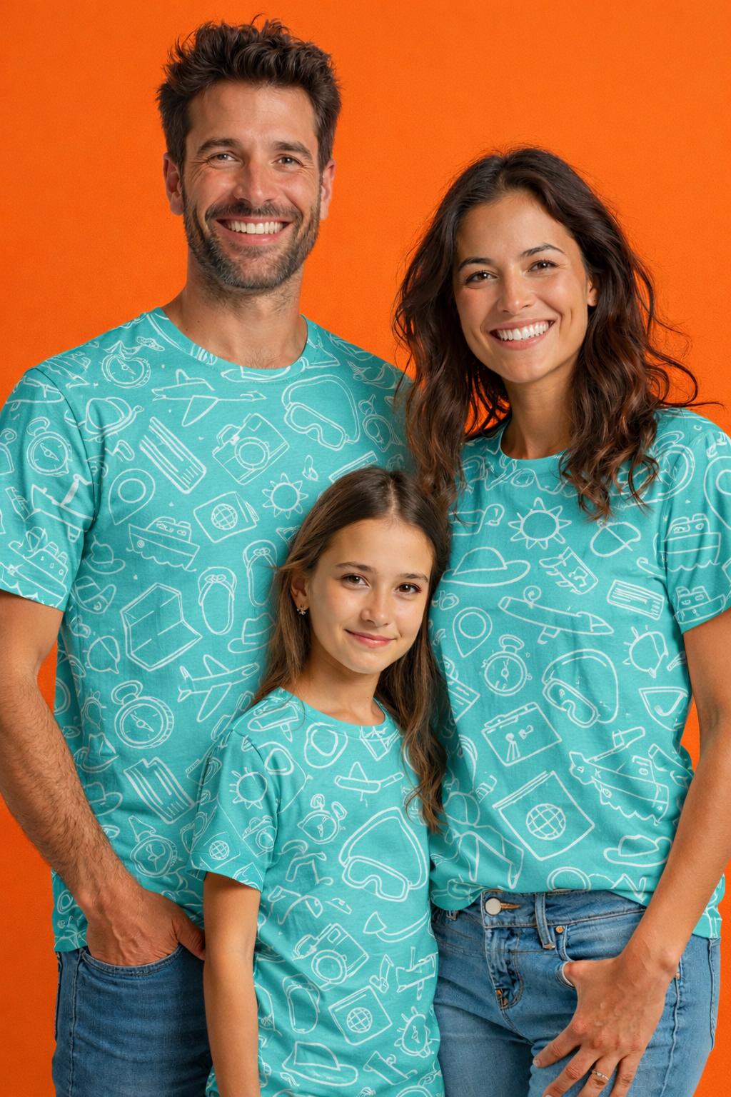 travel-inspired family matching printed tees pack of 3