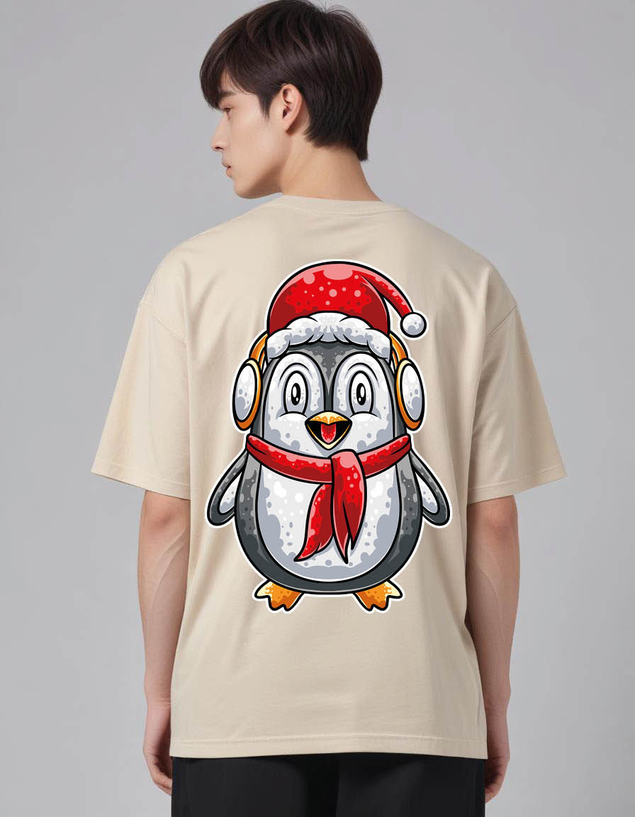 Thumbnail: happy penguin cartoon christmas day Oversized Printed t shirt