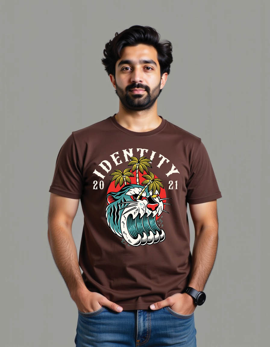 Thumbnail: tiger head summer vibes summer mens printed graphic t shirts