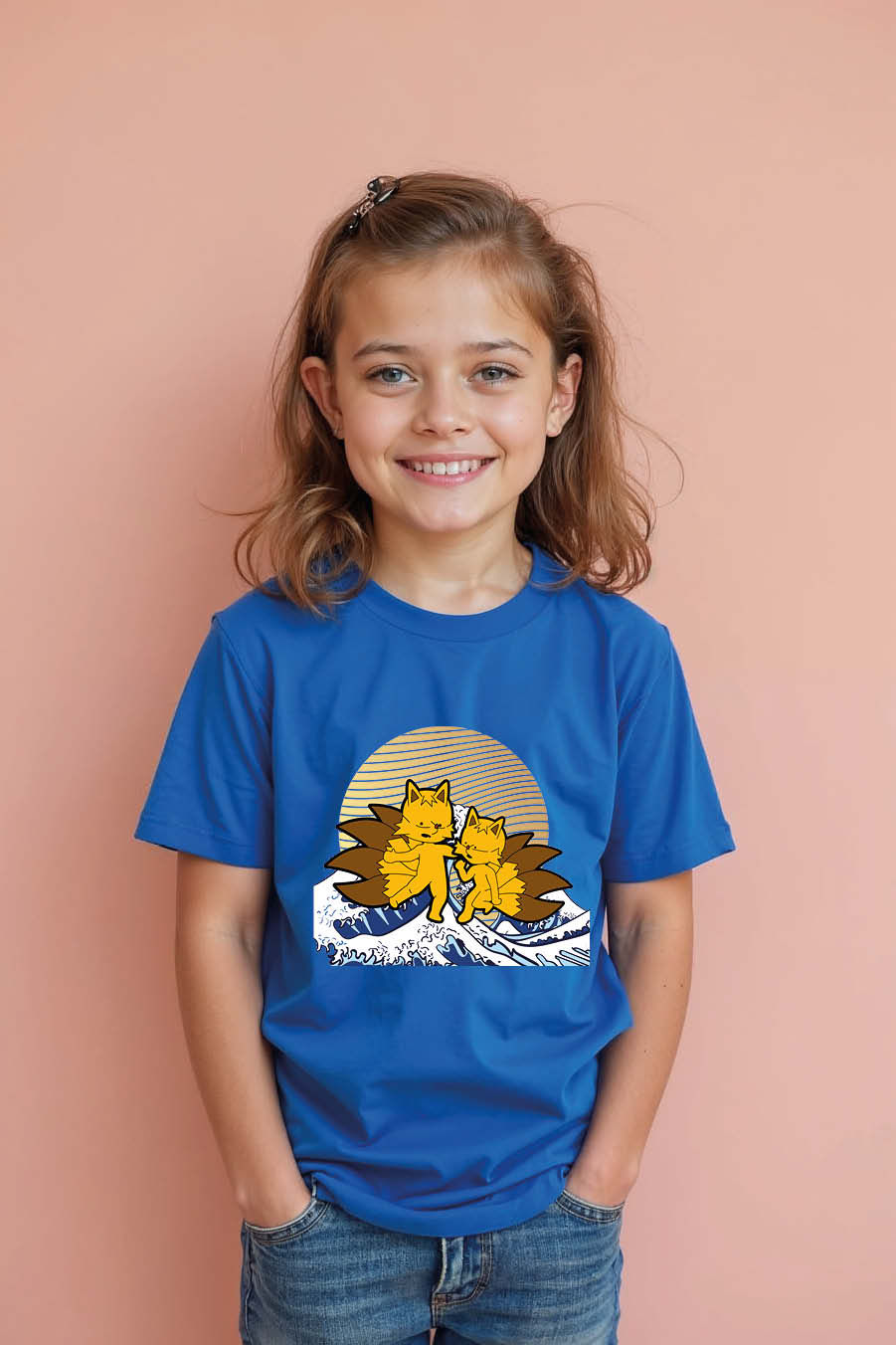 Kawaii Kitsune Japanese Art T-ShirtTrendy Printed T-Shirt Boys & Girls