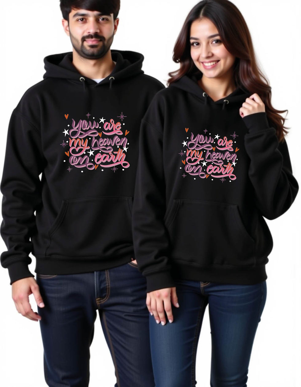 Thumbnail: you are my heaven on earth Urban Printed Graphic Couple Hoodies
