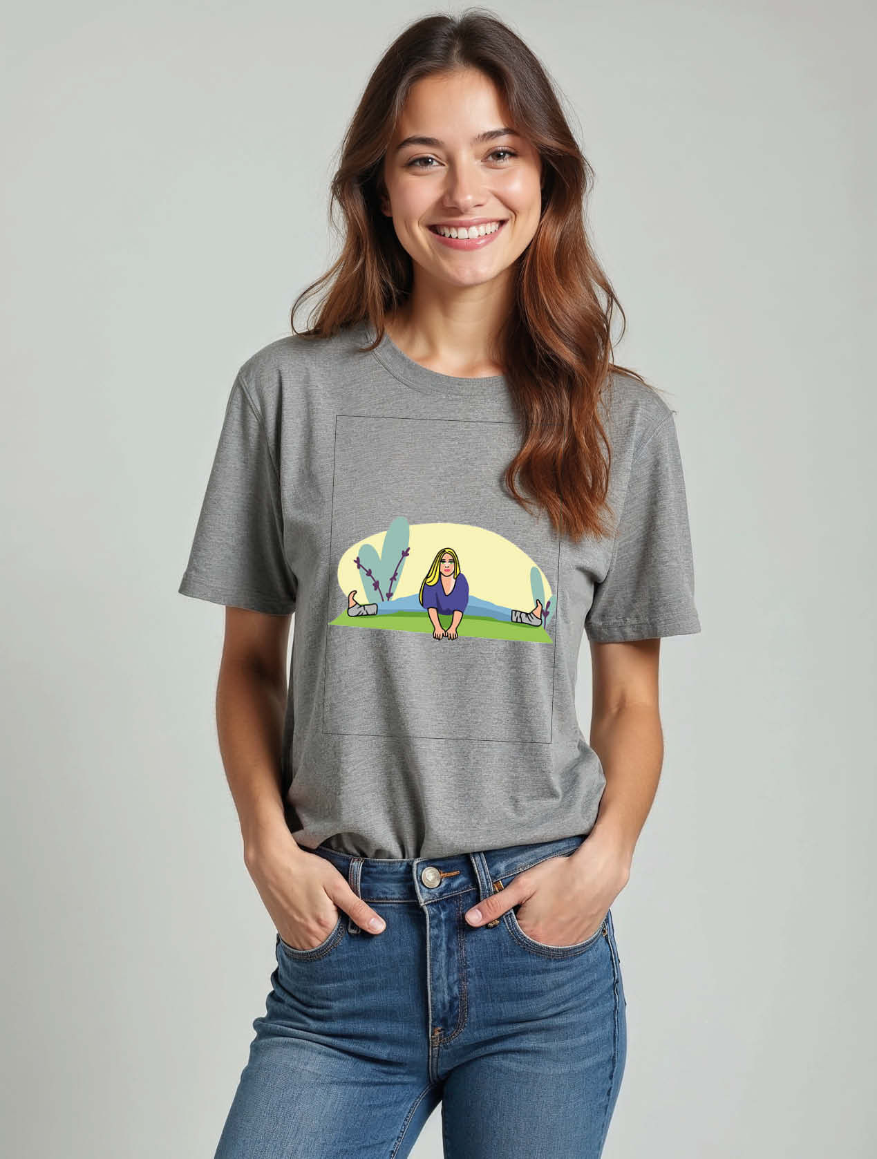 Wide-Legged Forward Fold Yoga Stylish Women’s Printed Graphic Streetwear T-Shirt
