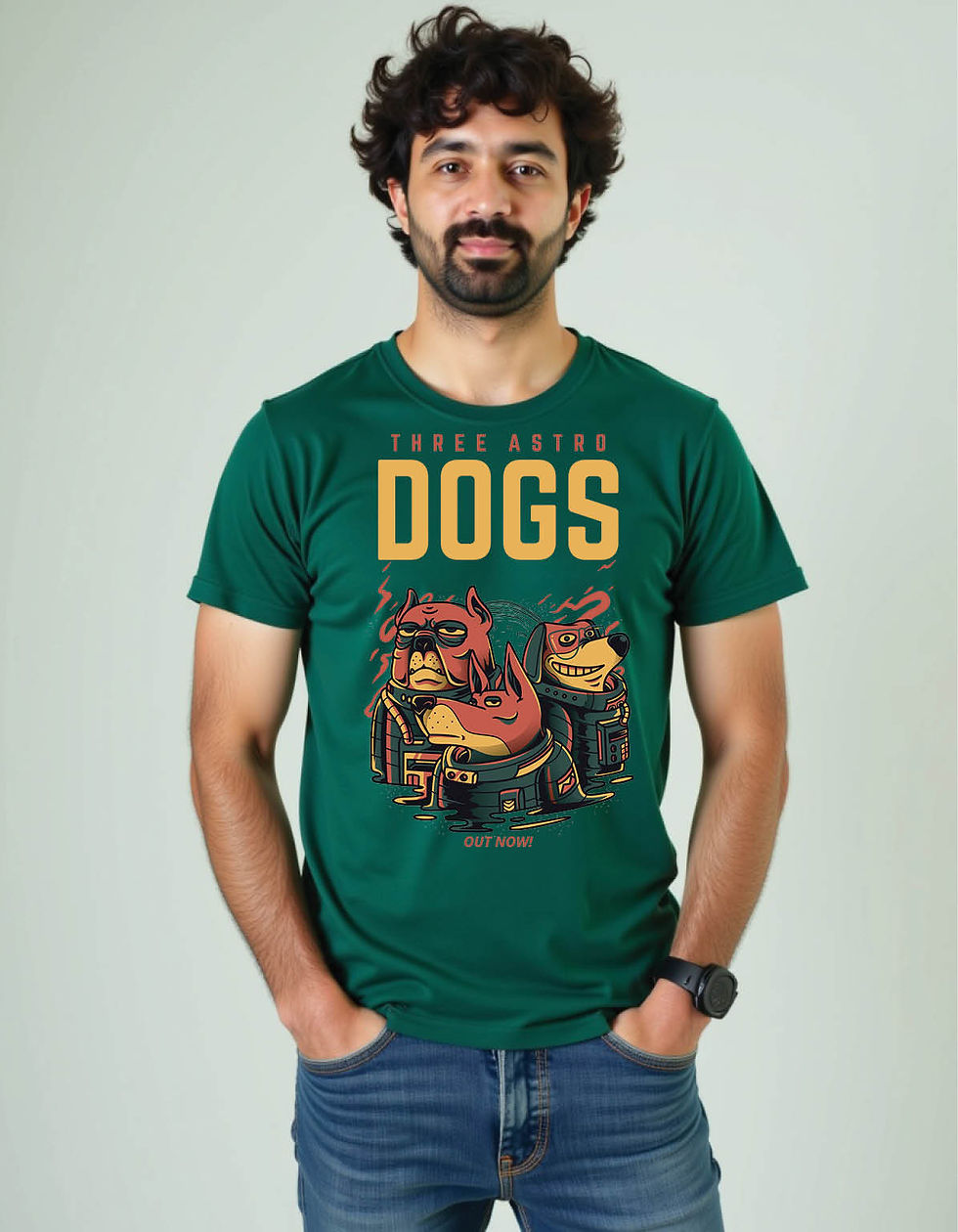 Thumbnail: three astro dogs mens printed graphic tees