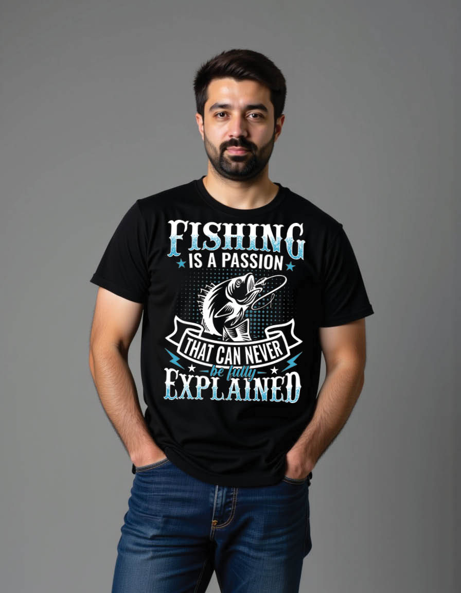 Thumbnail: fishing is passion that can never be fully explaine mens printed graphic t shirt