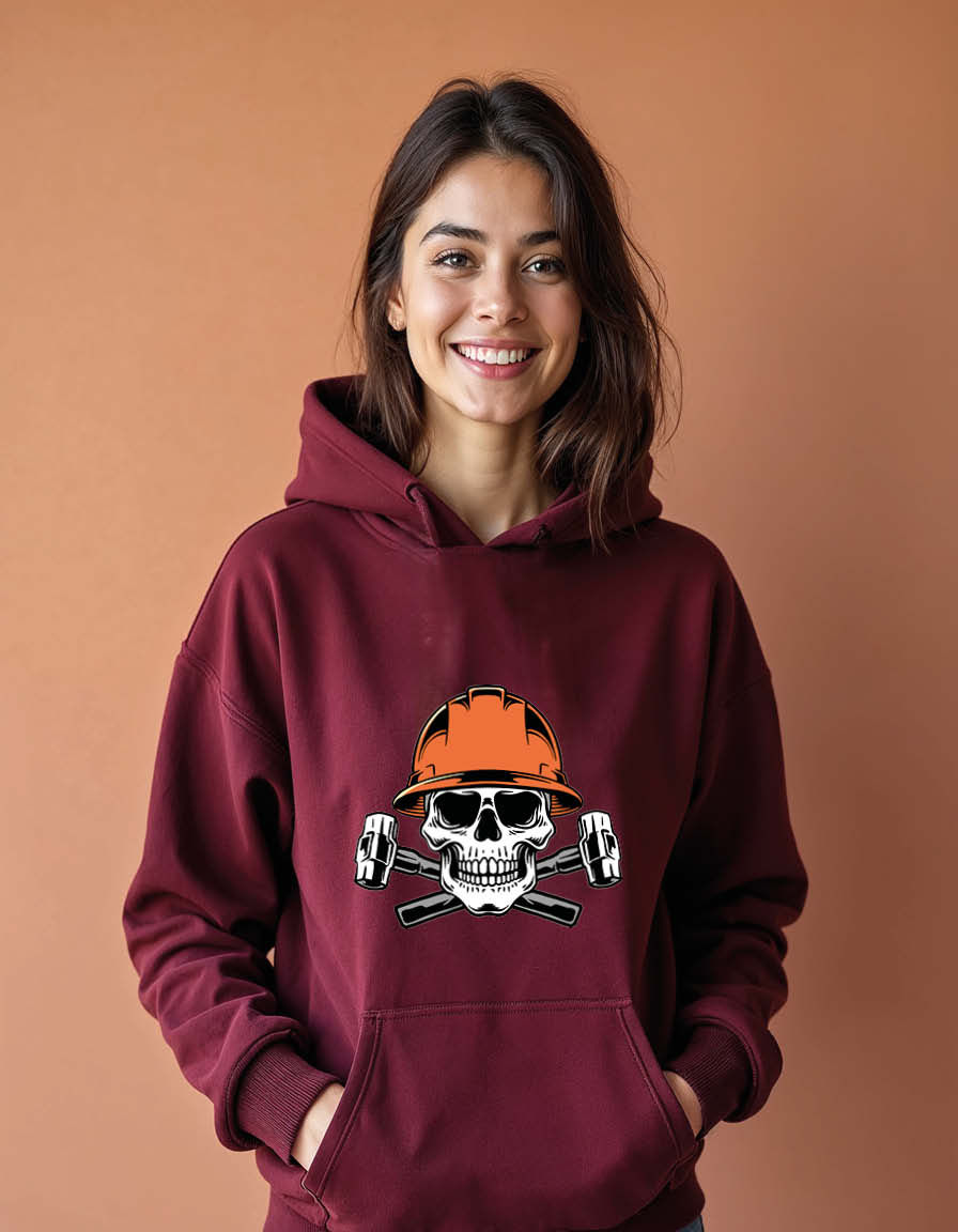 Thumbnail: Hard Hat Construction Skull & Hammers  Streetwear Unisex Printed Graphic Hoodies
