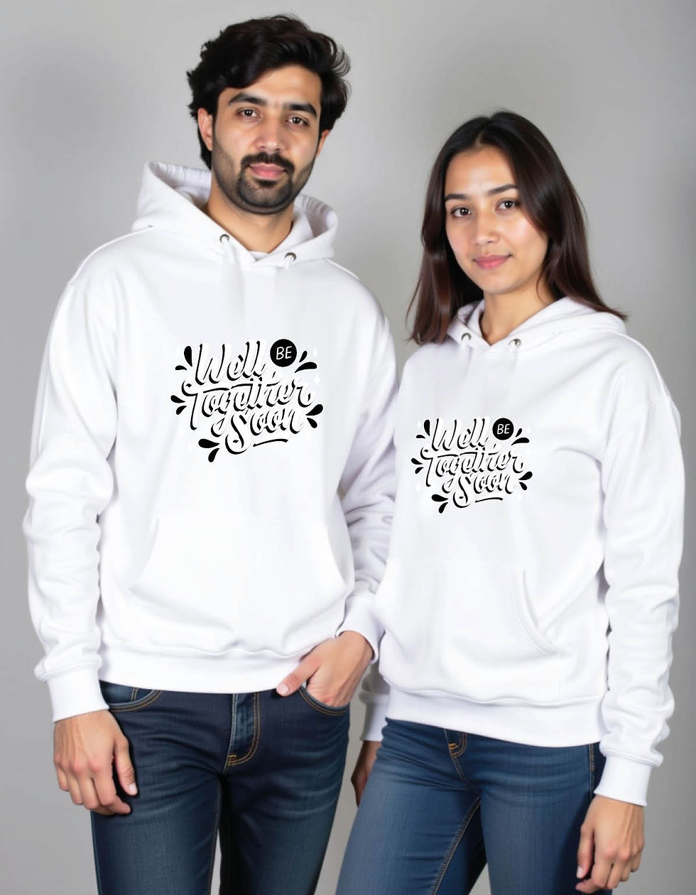 Thumbnail: well be together soon Stylish Printed Graphic Couple Hoodies