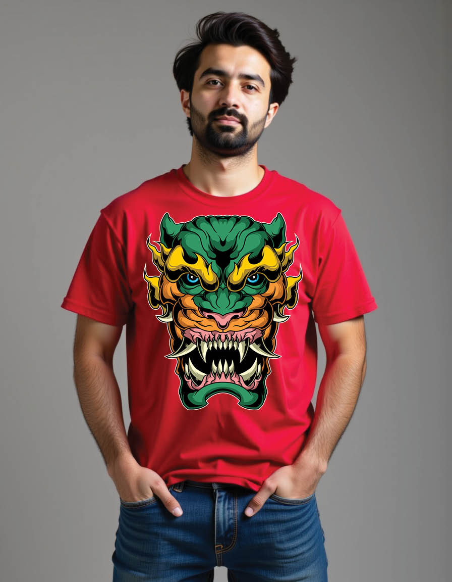 Thumbnail: fantasy tiger head mens printed graphic t shirt