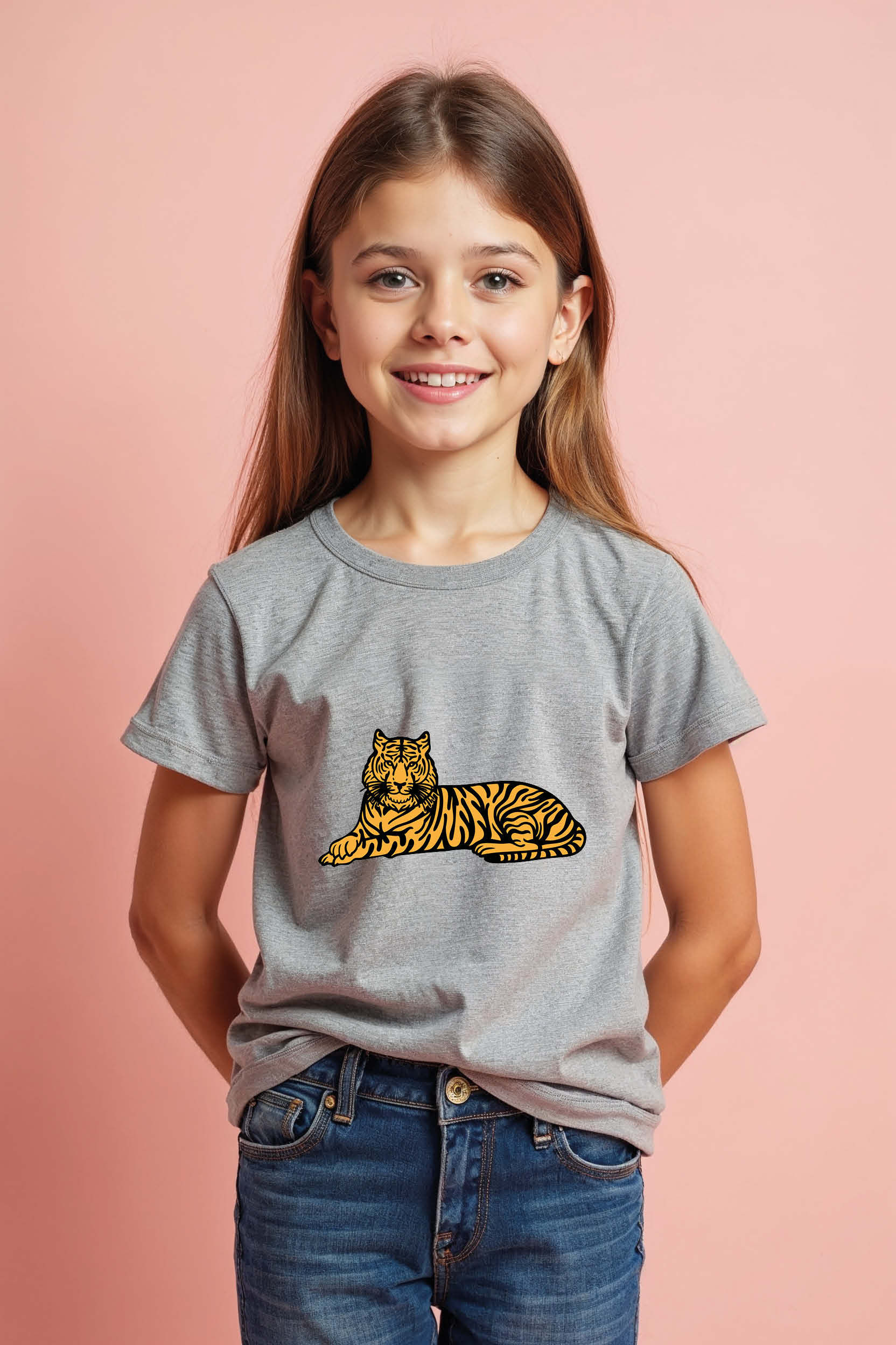 Relaxed Resting Tiger Graphic T-Shirt Cotton Casual Kids Printed T-Shirt