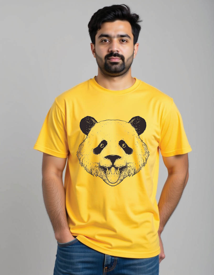 panda line art mens printed graphic t shirt
