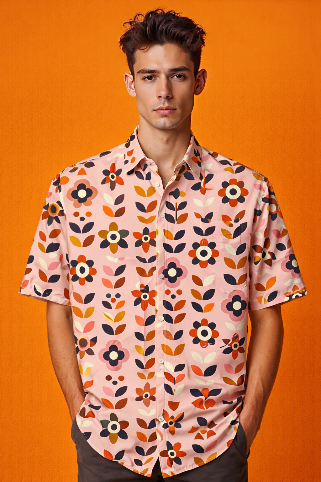 Retro Floral Urban Designer Patterned All Over Print Oversized Shirt