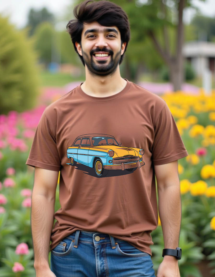 Thumbnail: car with pop art style mens printed graphic t shirt