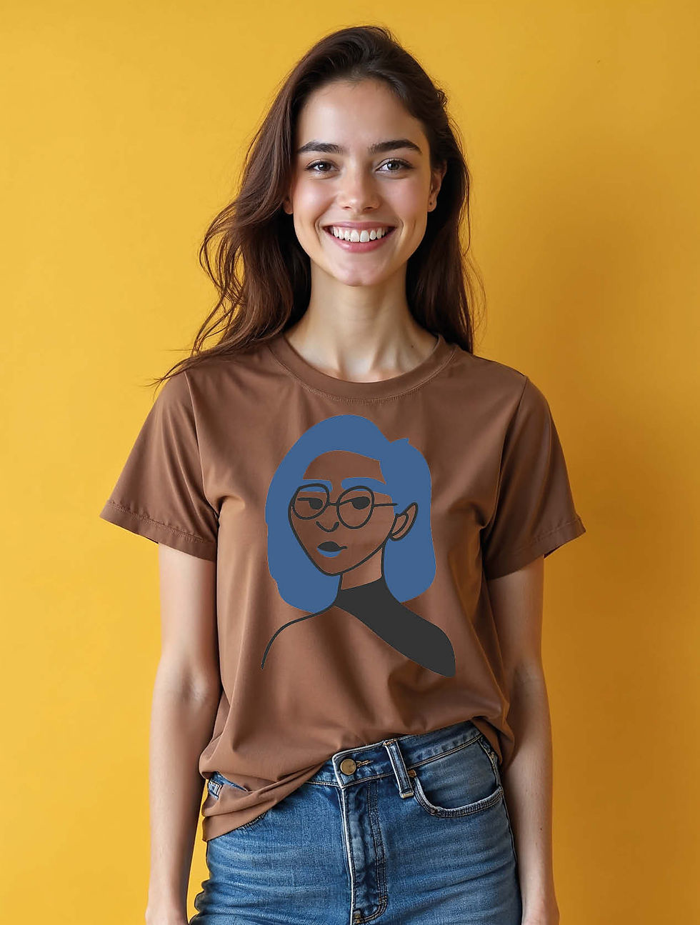Thumbnail: Monochromatic Blue Portrait Stylish Women’s Quote T-Shirt – Sale