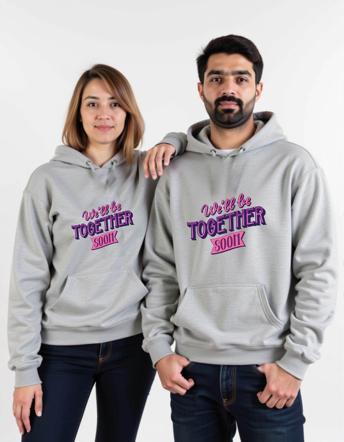 we'll be together soon Minimal Graphic Printed Couple Hoodies