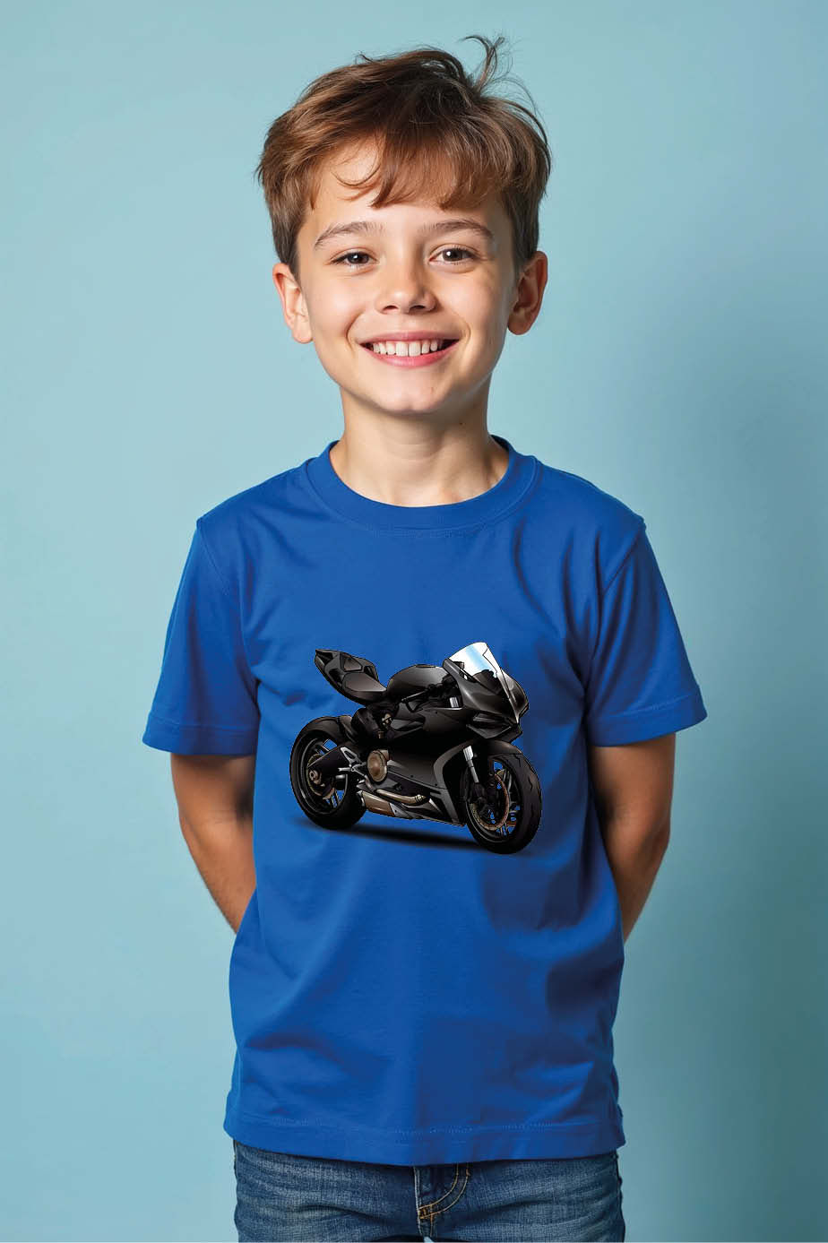 Thumbnail: Superbike Racer Kids' White Graphic T-Shirt Cute Kids Printed T-Shirt – Graphic