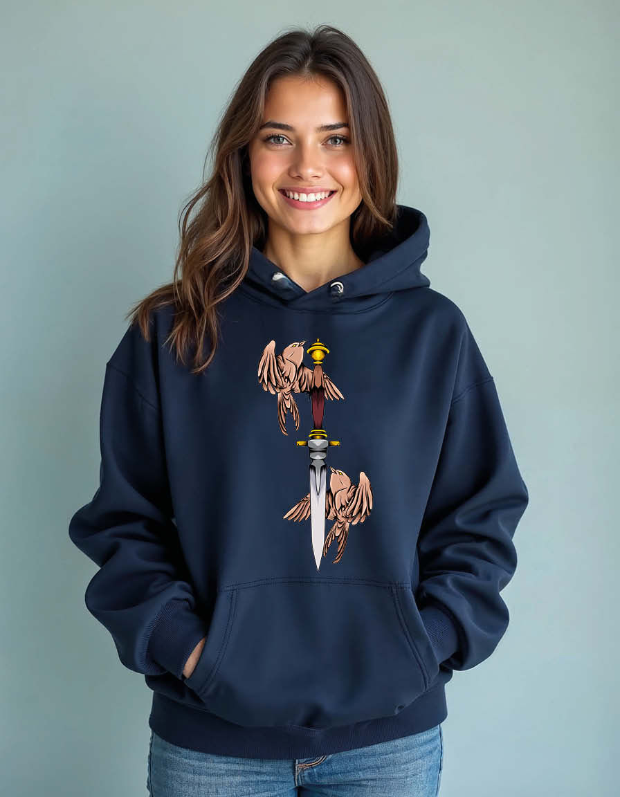 Thumbnail: Sword with bird Unisex Printed Graphic Hoodies