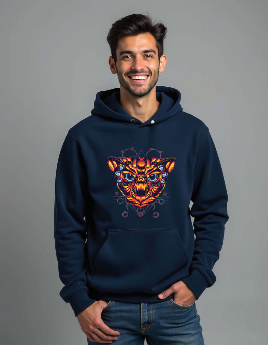 Thumbnail: Tribal Lion Mask Geometric Stylish Unisex Printed Graphic Hoodie For Men & Women