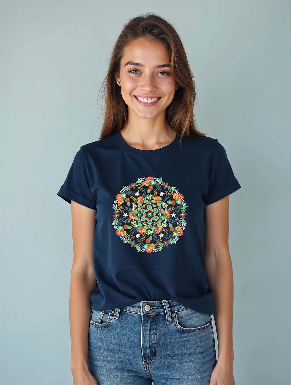 Thumbnail: Floral Wreath Mandala Classic Women’s Printed Graphic Streetwear T-Shirt