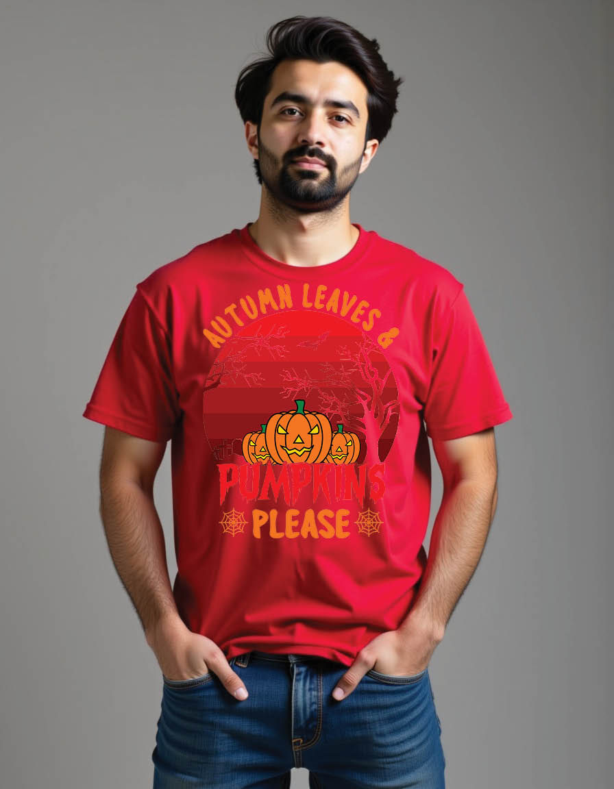 Thumbnail: autumn leaves pumpkins please halloween mens printed graphic t shirt