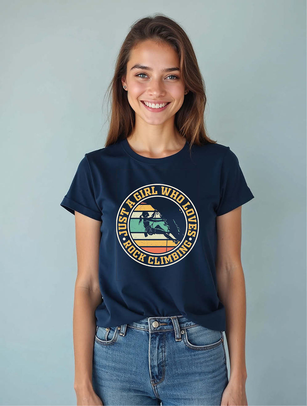 Thumbnail: just a girl who loves rock climbing Cool Women’s Printed T-Shirt – Shop Now