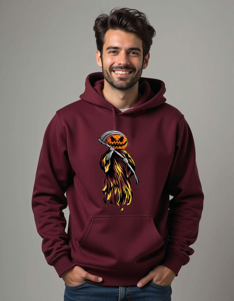 Thumbnail: Sinister Pumpkin Reaper Premium Unisex Printed Graphic Hoodies For Men & Women