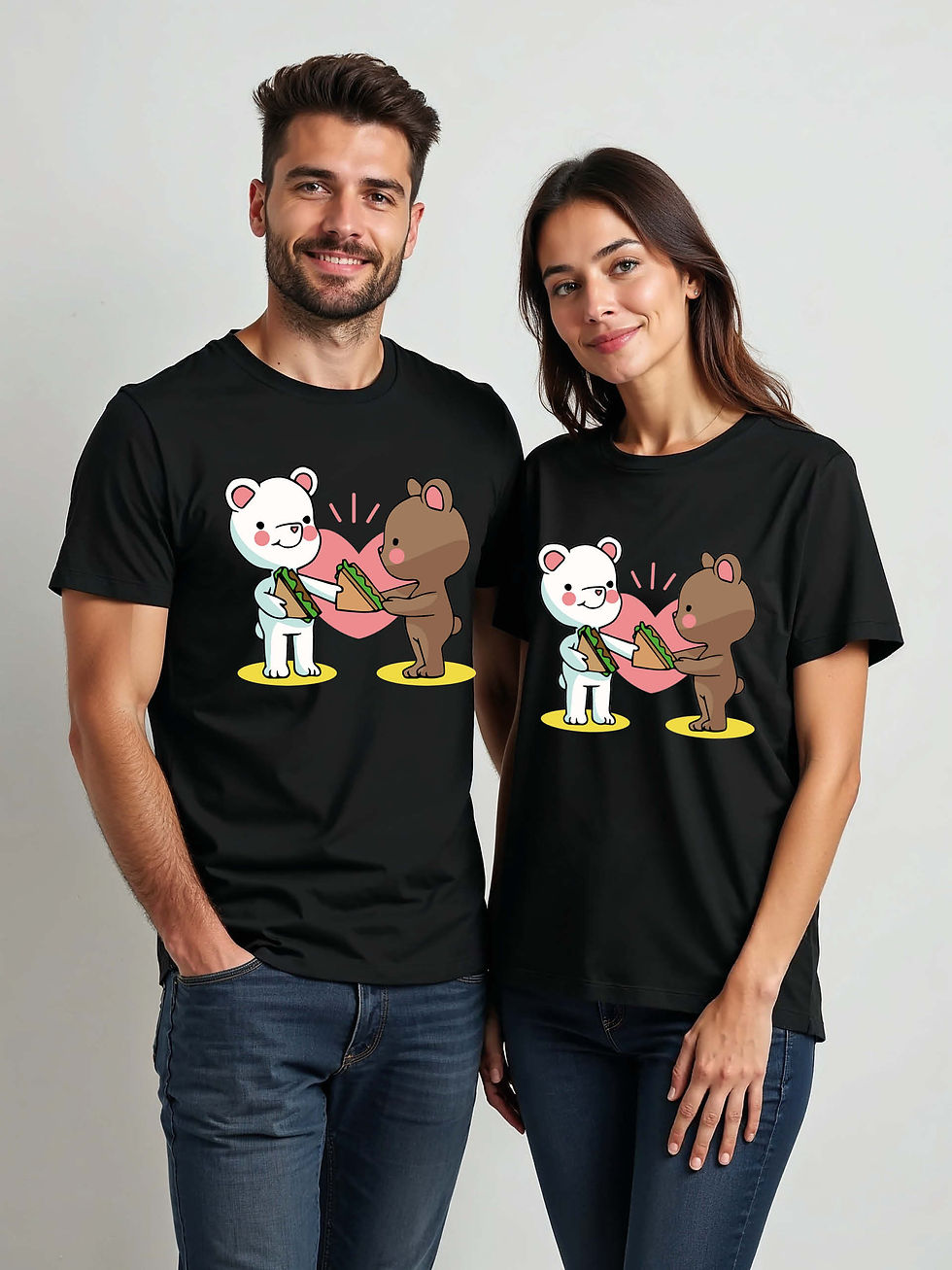Thumbnail: Stylish Cartoon Couple Matching Tee Lovers Edition – Sale