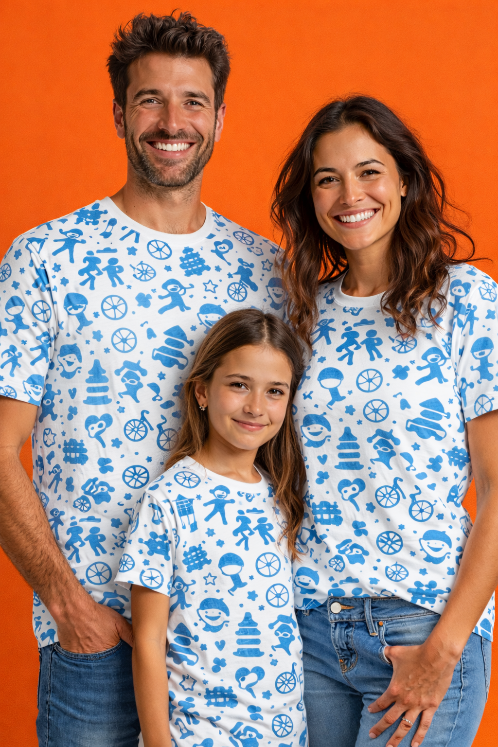Stylish pattern family matching printed T-shirts pack of 3