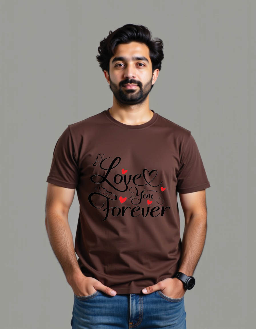 Thumbnail: love you forever valentines day mens printed graphic t shirt