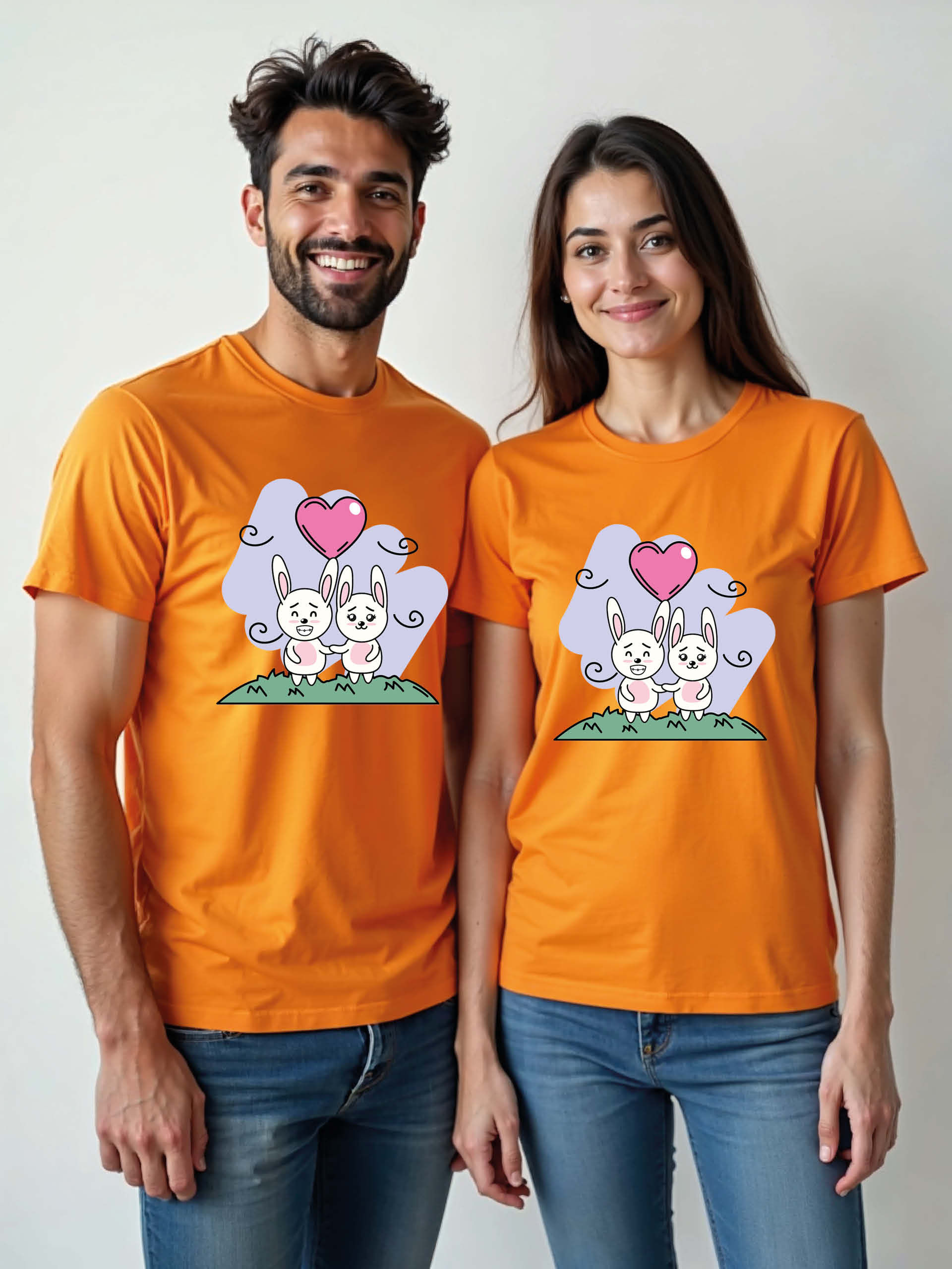 Cute Cartoon Couple Matching Tee Lovers Edition – Limited Stock