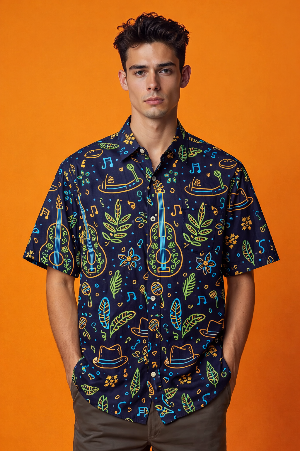 Music Themed Fashion Portrait Trendy Patterned AOP Oversized Shirt