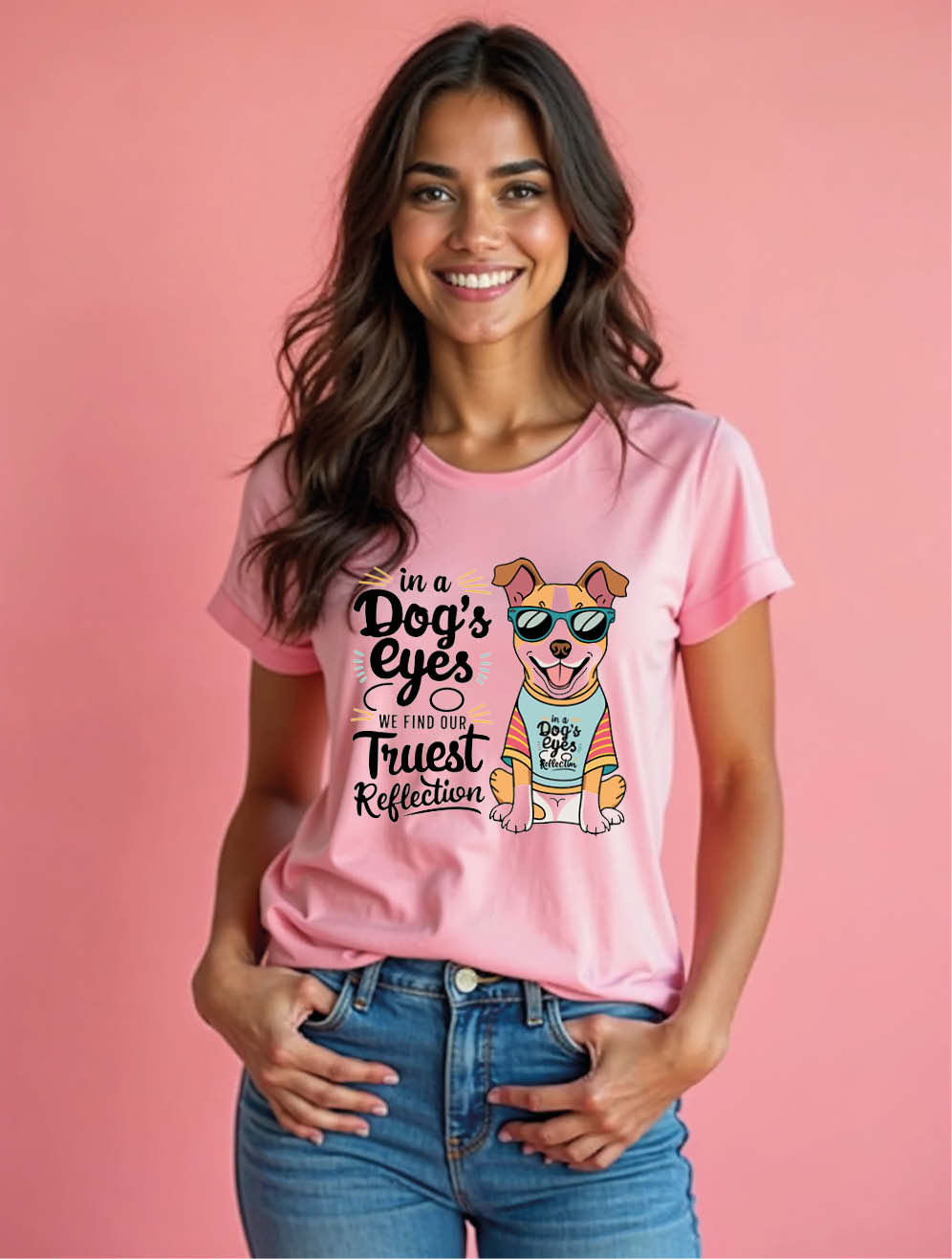 in a dogs eyes we find truest reflection Stylish Women’s Printed Graphic T-Shirt