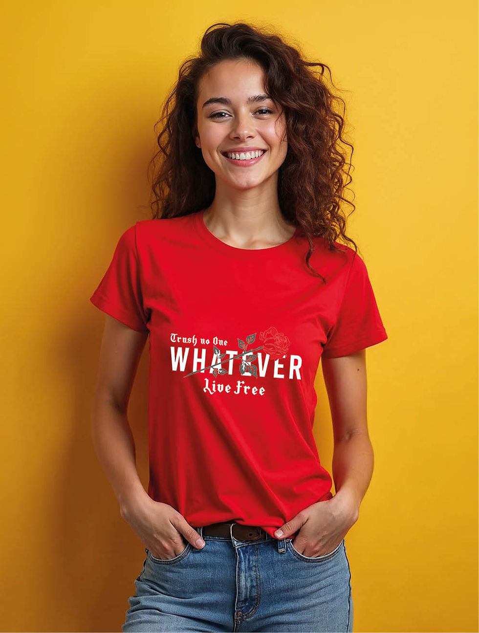 Thumbnail: whatever live free Casual Womens Printed Graphic Streetwear T-Shirt – Best Price
