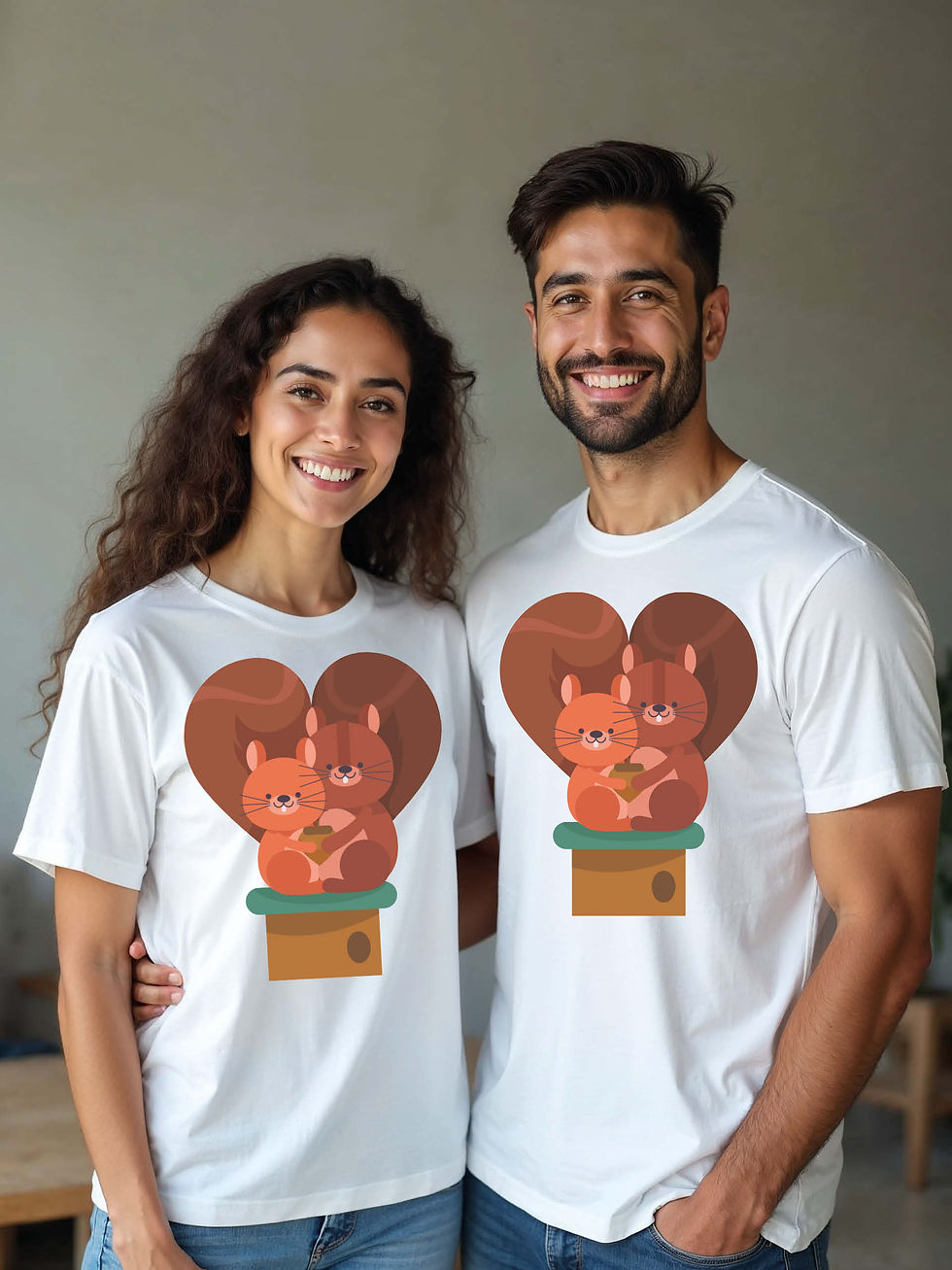 Thumbnail: Cute Cartoon Couple Matching Tee Lovers Edition – Limited Stock