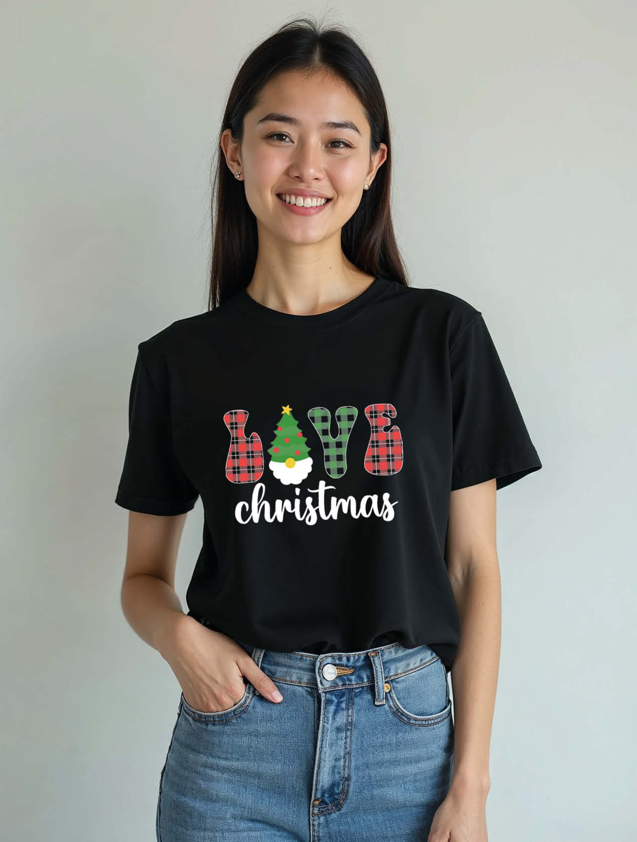 love christmas Modern Women’s Printed Graphic Streetwear T-Shirt