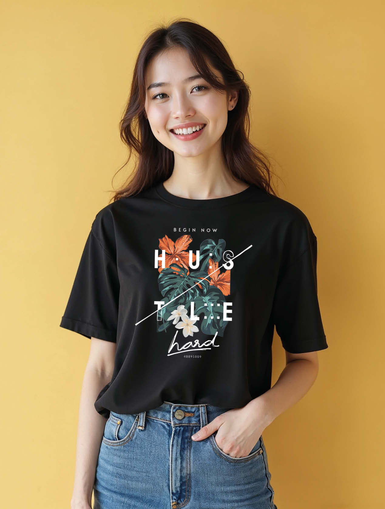 hustle hard Chic Women’s Graphic Stylish Printed T-Shirt – Sale
