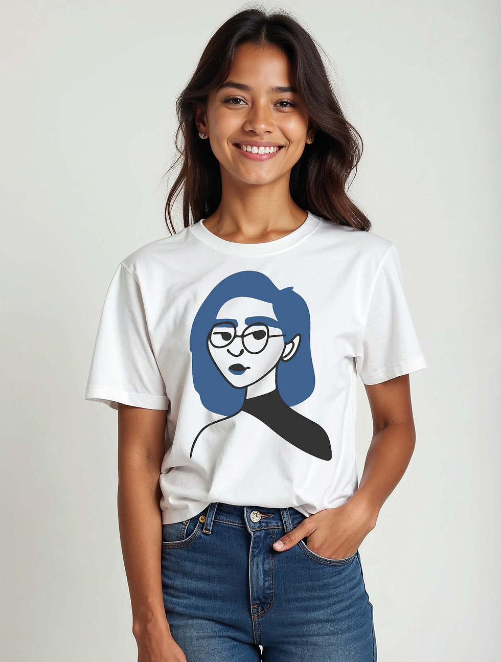 Thumbnail: Monochromatic Blue Portrait Stylish Women’s Quote T-Shirt – Sale