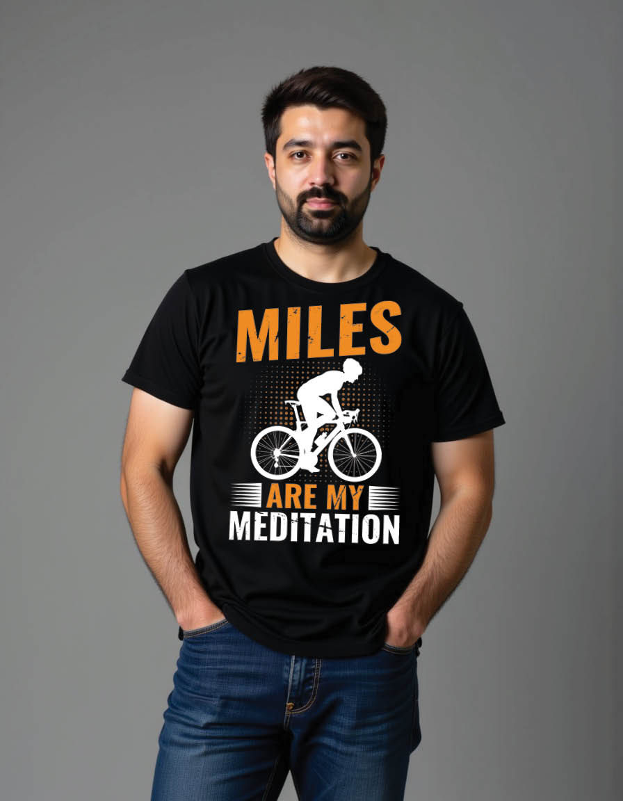Thumbnail: miles are my meditation cycling quotes mens printed graphic t shirt