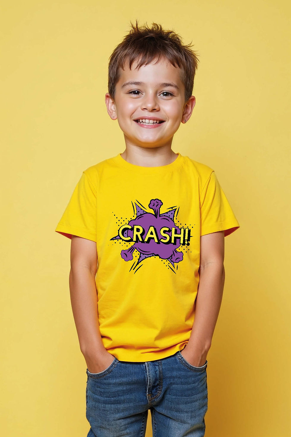 crash! Stylish Cool Kids T-Shirt – Print Design for Boys & Girls
