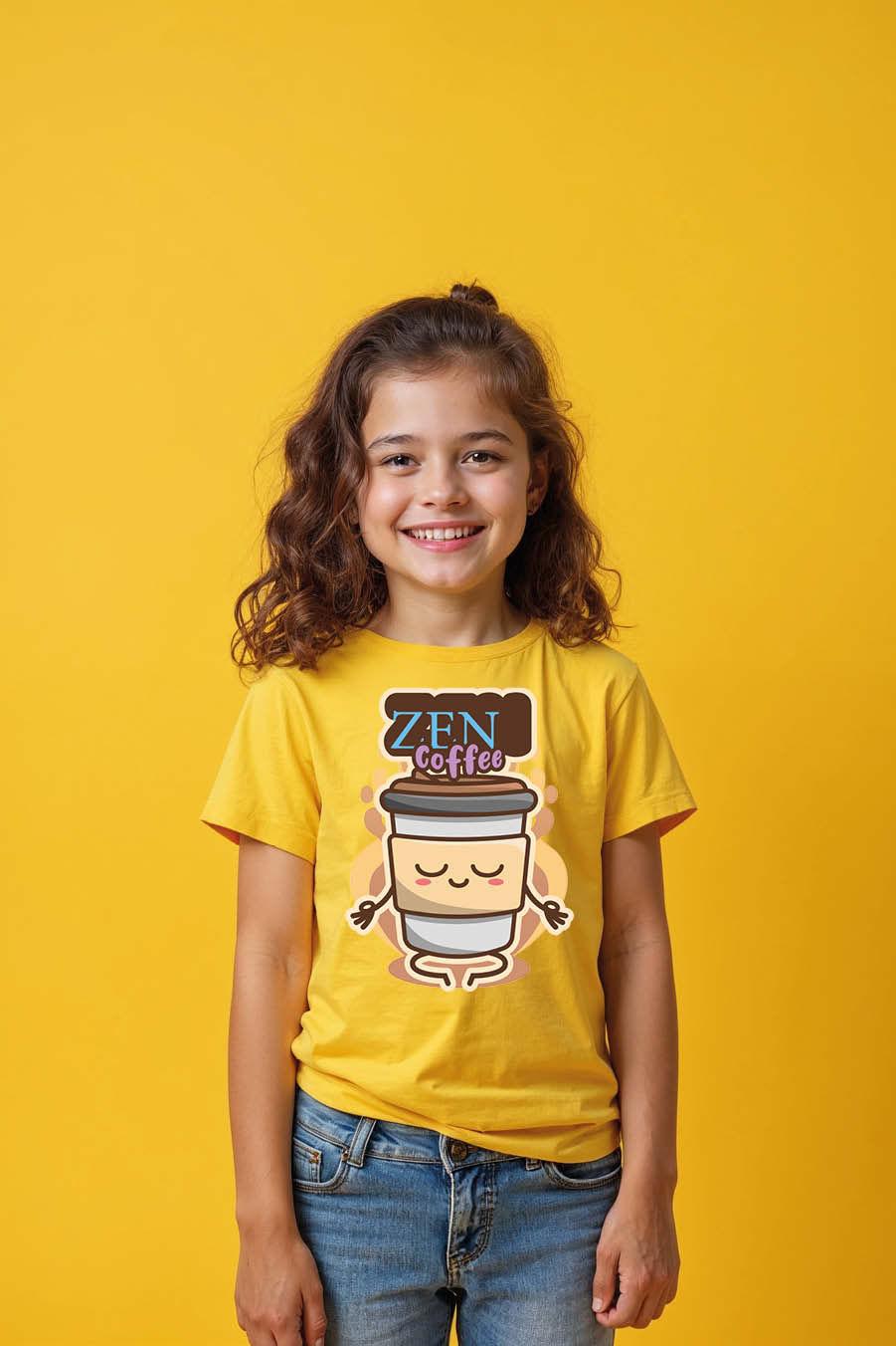 Thumbnail: Zen Coffee Fashion Unisex Kids Graphic Tee – Illustration Print Design for Boys
