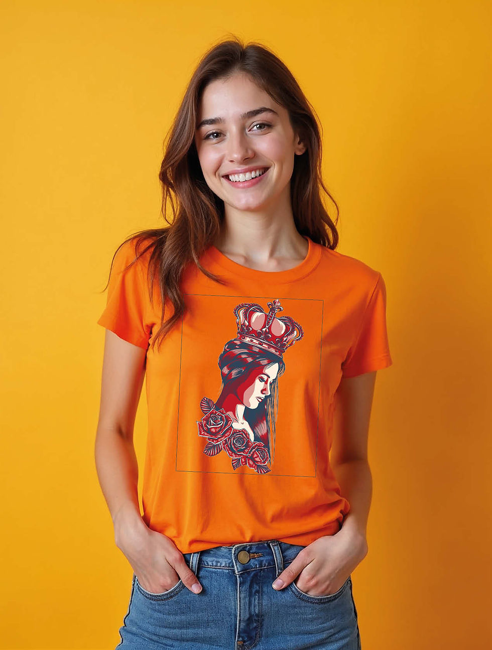 Thumbnail: Queen and Roses Modern Women’s Printed Graphic Streetwear T-Shirt – Shop Now