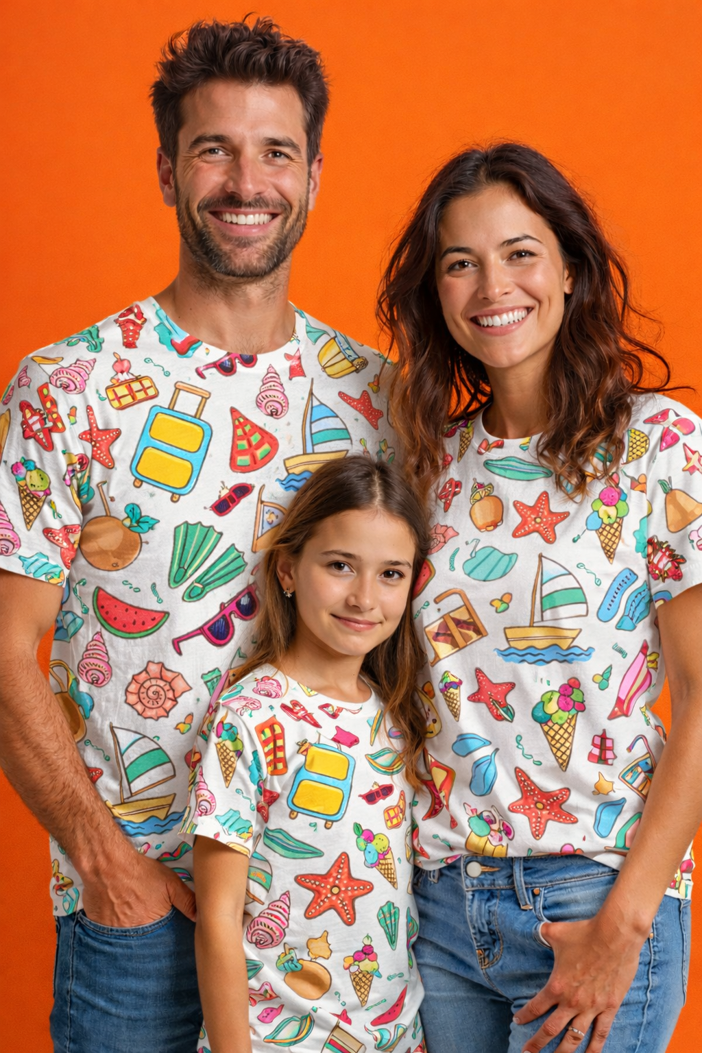 Summer wear family unity matching printed tees pack of 3