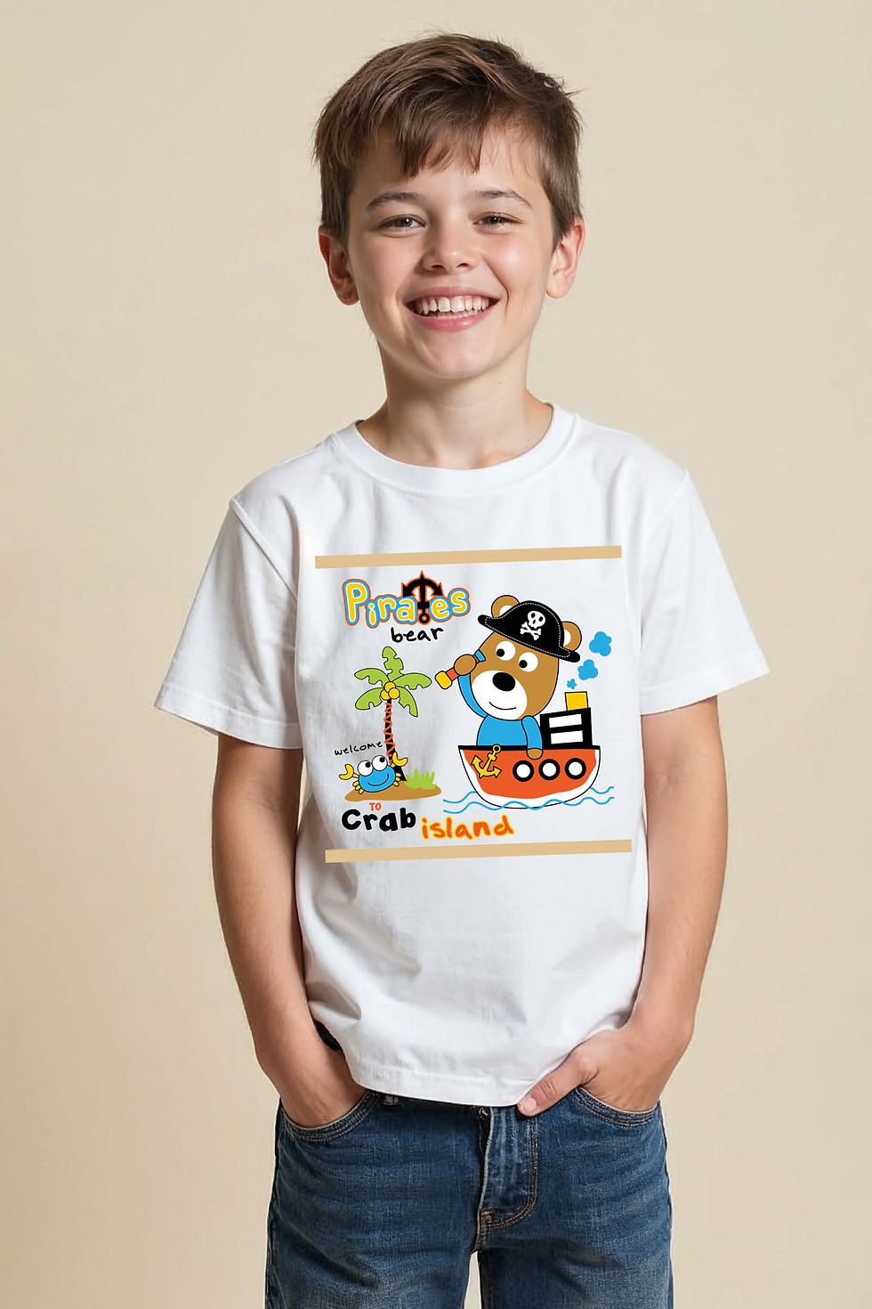 Thumbnail: Islnd Cartoon Stylish Typography Print T-Shirt for Kids – Drawing Print Design