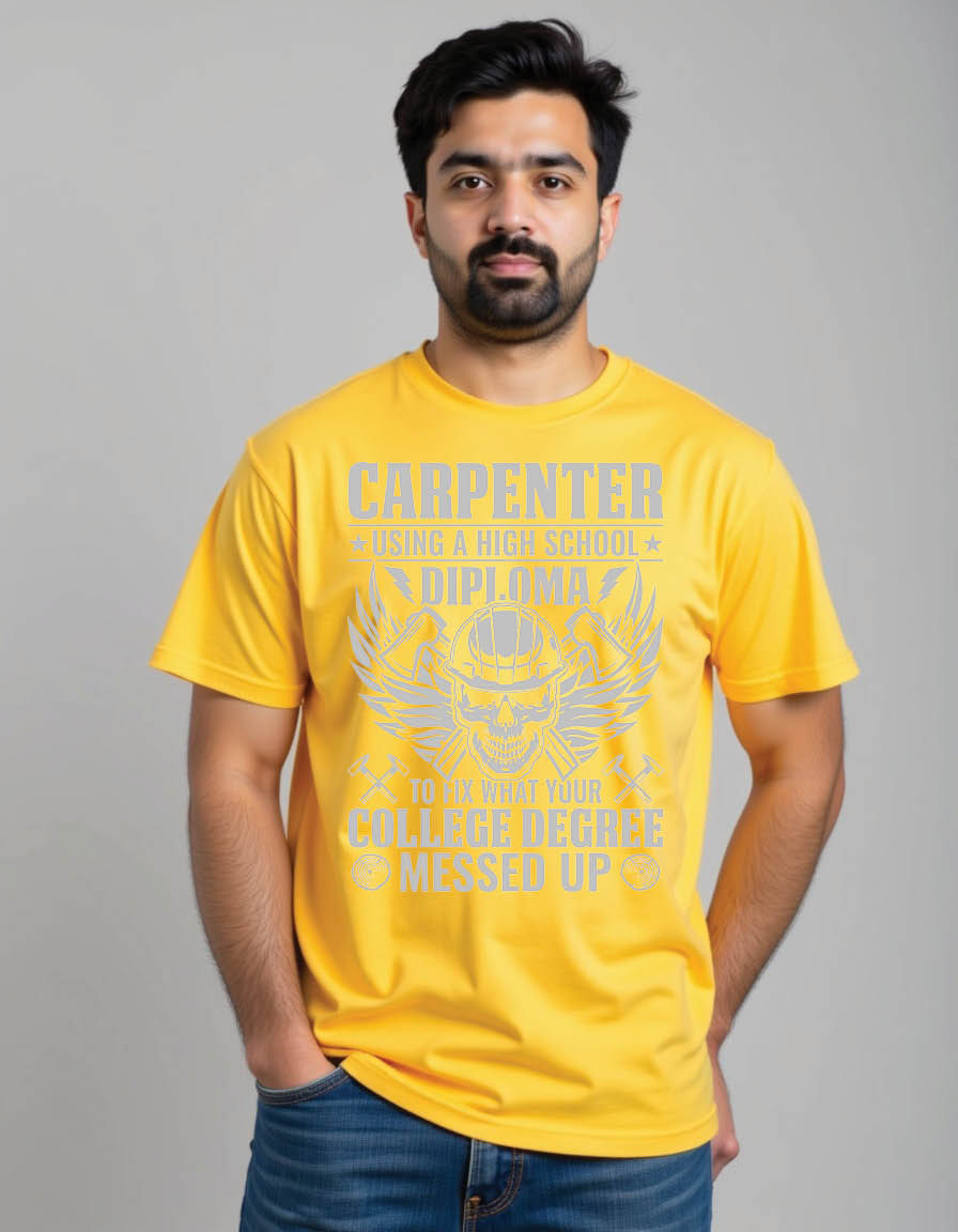 Thumbnail: carpenter using high school diploma fix what your mens printed graphic t shirt