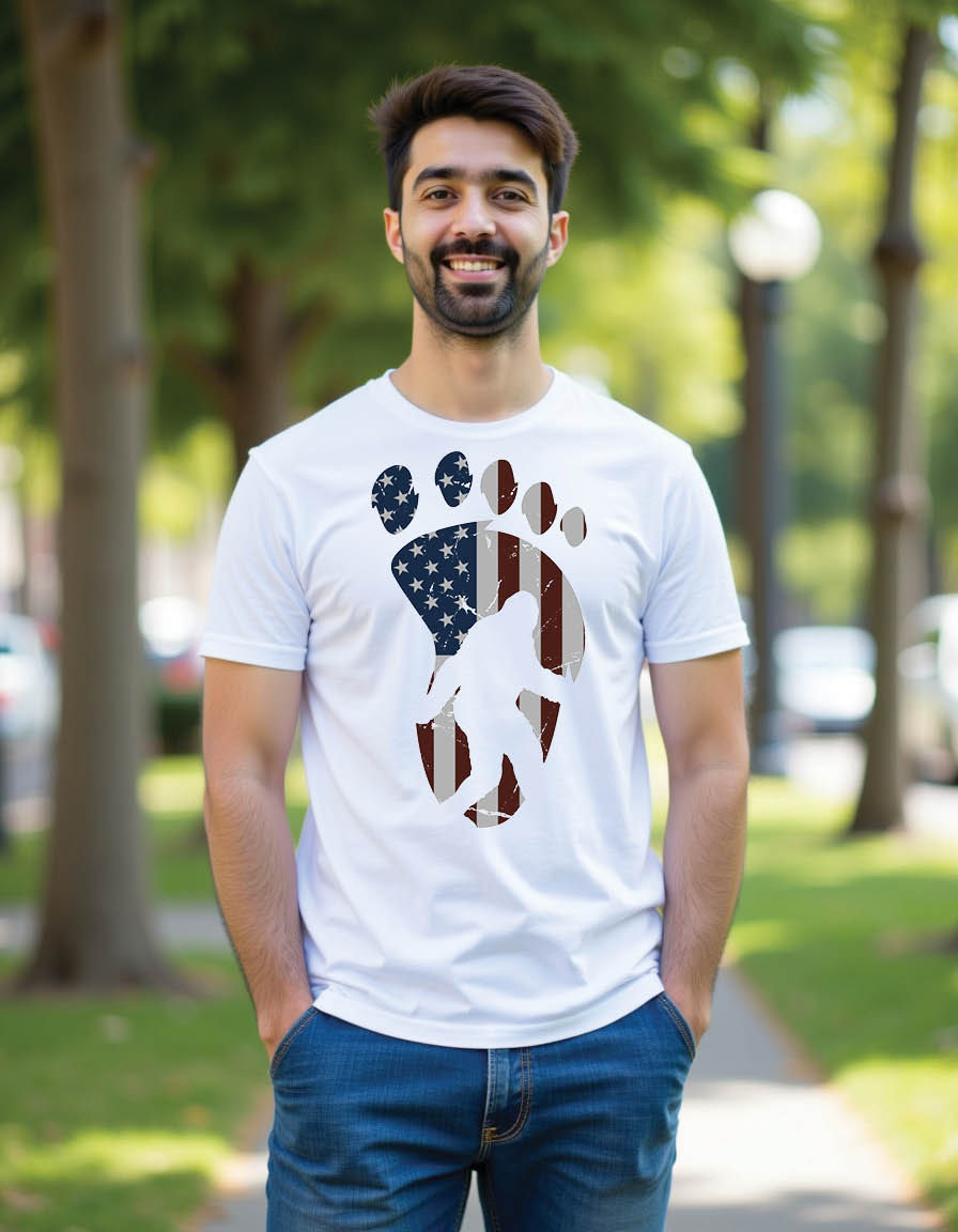 Thumbnail: america flag bigfoot adventure lover mens printed graphic t shirt