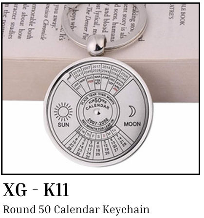 round 50 calendar keychain