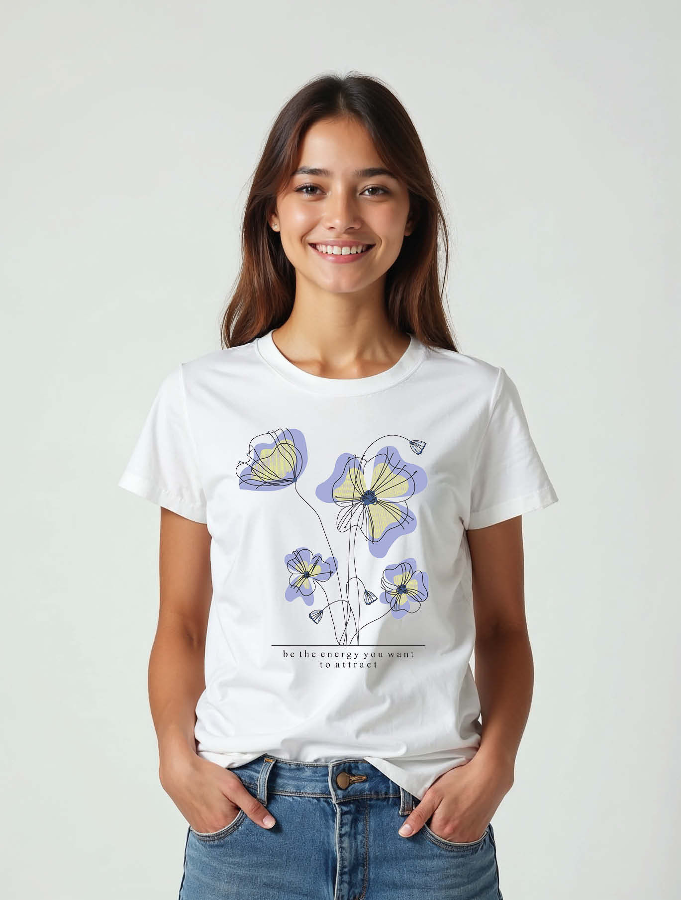 be the energy you want to attract Chic Women’s Printed Typography T-Shirt